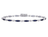 1.35 Carat (ctw) Lab-Created Blue and White Sapphire Bracelet in Sterling Silver (7.25 Inches)